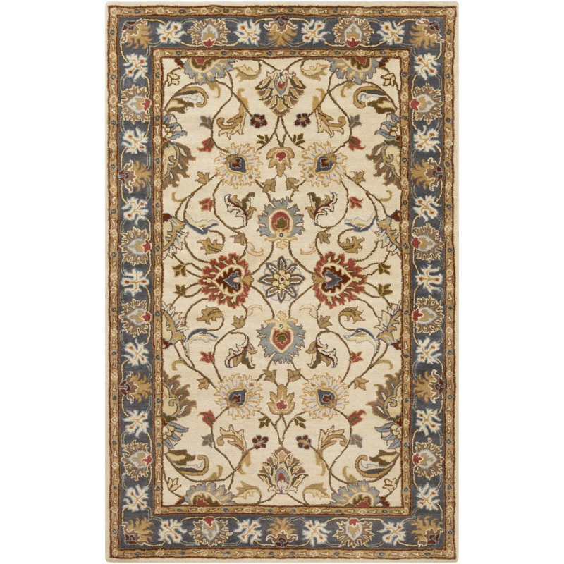 BuckHill Oriental Hand-Tufted Wool Tan Area Rug, Rectangle 2' x 3'