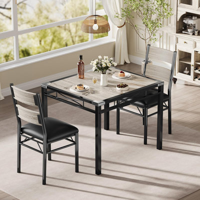 Ensemble de table de salle à manger pour 2/4 avec chaises rembourrées, ensemble de chaises de table de cuisine de 2/4, ensemble de chaises de table de cuisine en bois de 2/4 avec protecteur d'angle