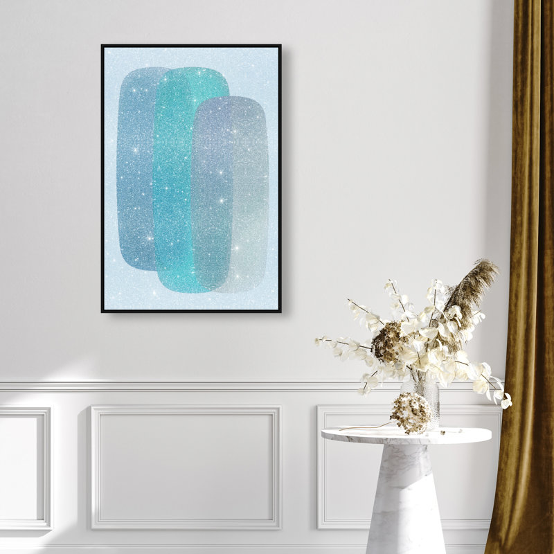 Teal Gradients Print by Oliver Gal, 55"H x 37"W, Black Floater Frame