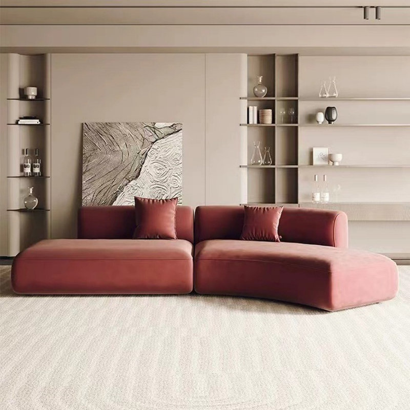 Canapé moderne simple, Rouge, H 27,56 po x l 110,24 po x P 33,46 po