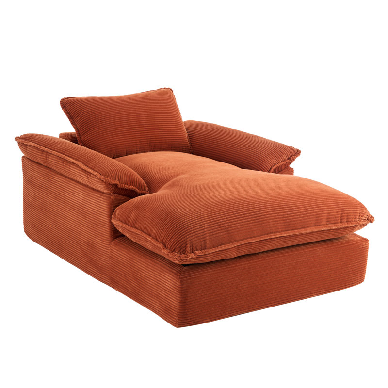 Chaise longue surdimensionnée en velours côtelé 67 po, Orange
