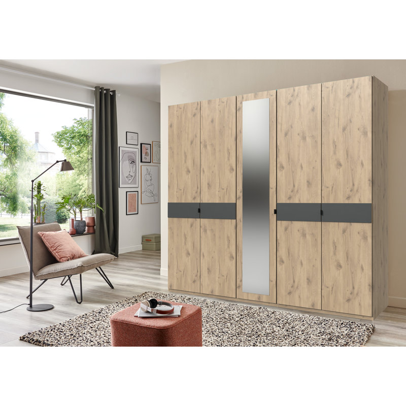 Nadilynn 5 Door Manufactured Wood Wardrobe, Brown/Grey