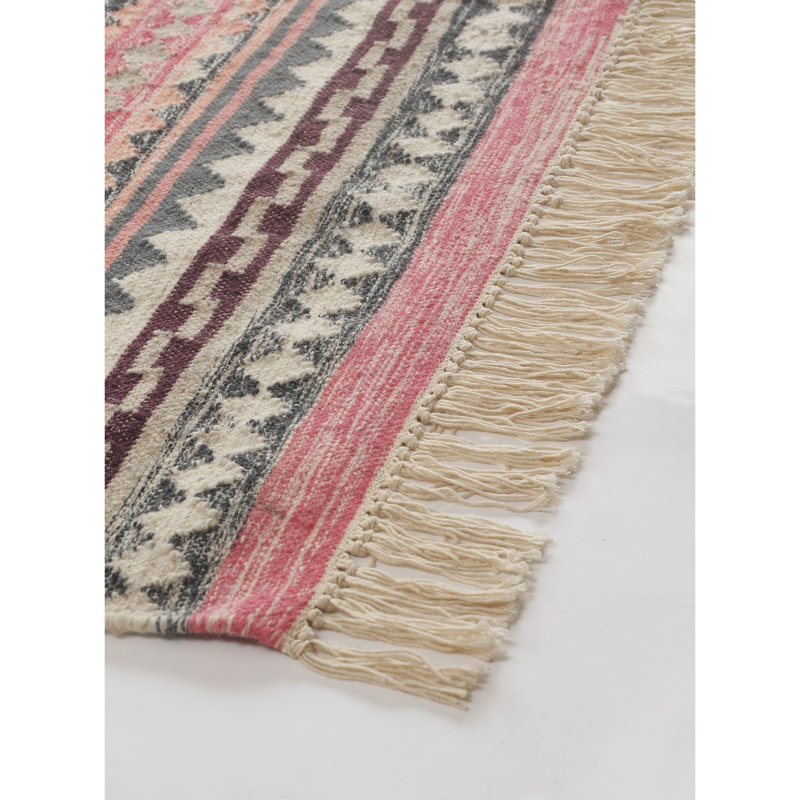Sand In Your Feet Southwestern Area Rug in Pink/Beige/Gray, Rectangle 8' x 10'