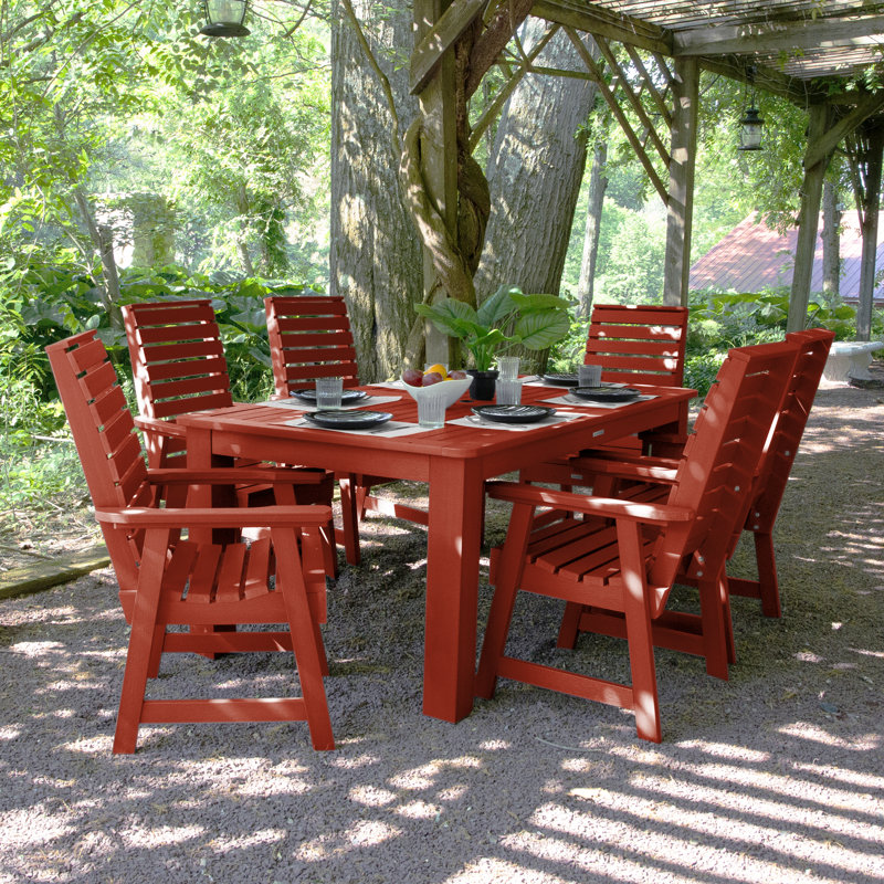 Midwest 6 - Person Patio Dining Set with Rectangular Table, 30" H x 42" W x 72" L, Eucalyptus