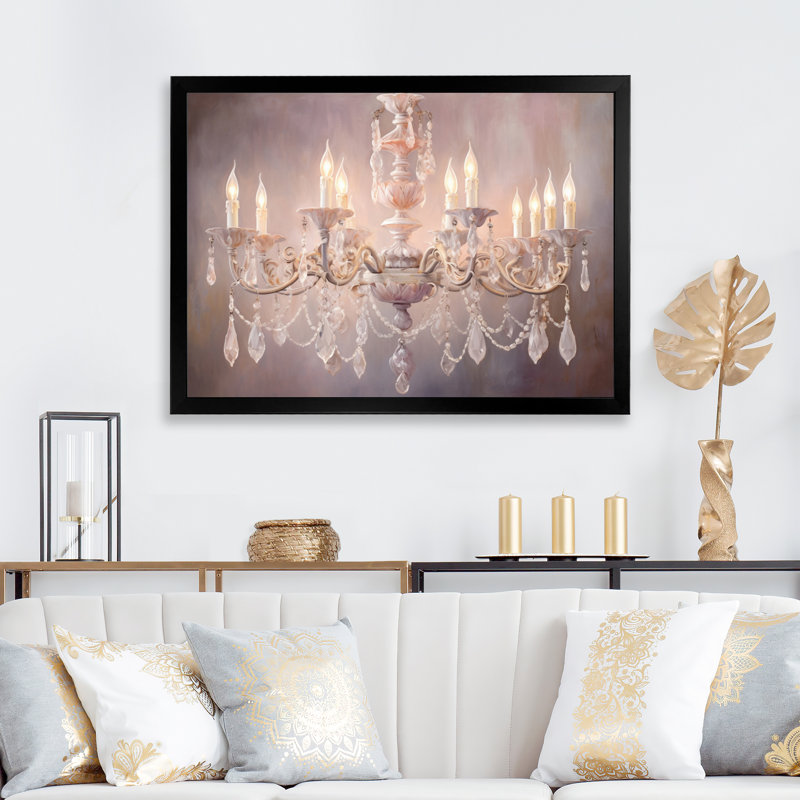 Chandelier Serene Lustre II, reproduction d'art sur toile, Encadrement doré, H 30 po x l 40 po x P 1,5 po
