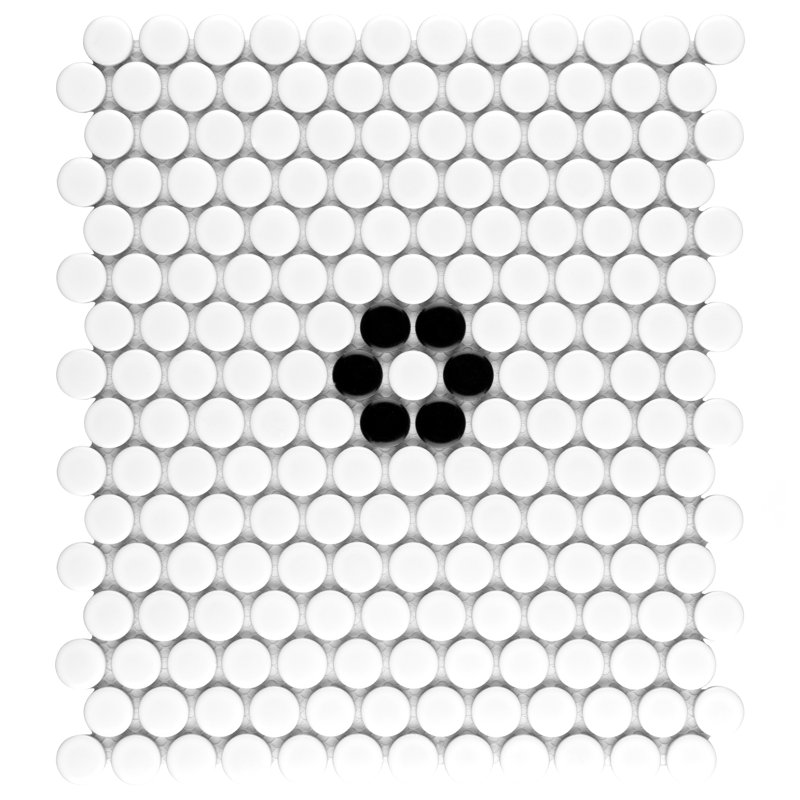 Metro Penny Metro Penny Matte White with Black Flower 9-3/4" x 11-1/2" Porcelain Mosaic Floor and Wall Tile