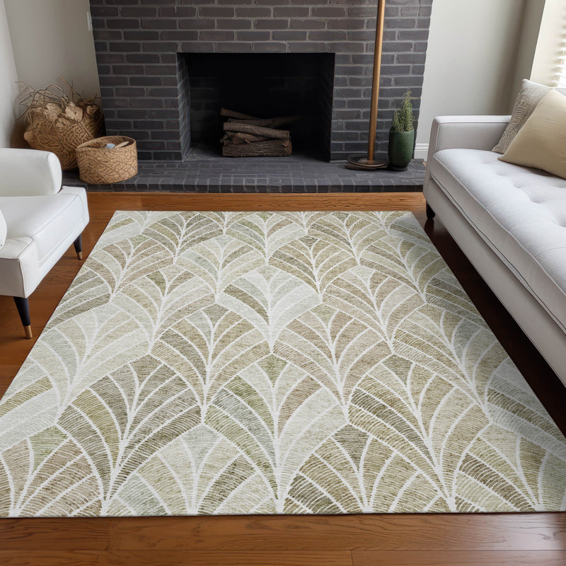 Premium Machine Washable Prisco Khaki Rug, Rectangle 8' x 10'