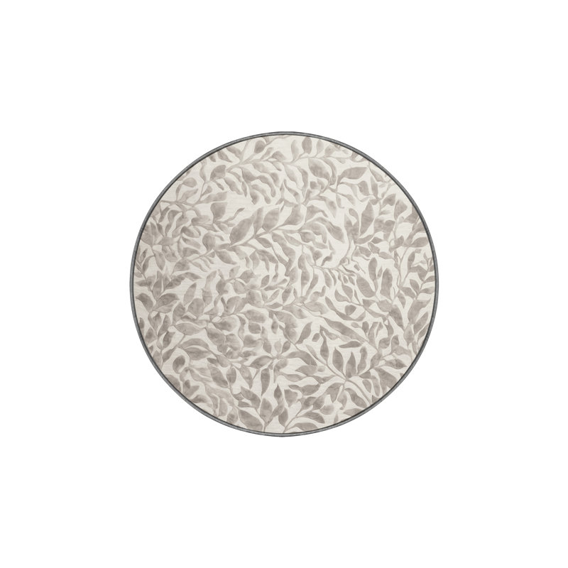 Machine Washable Gray Area Rug, Round 4'