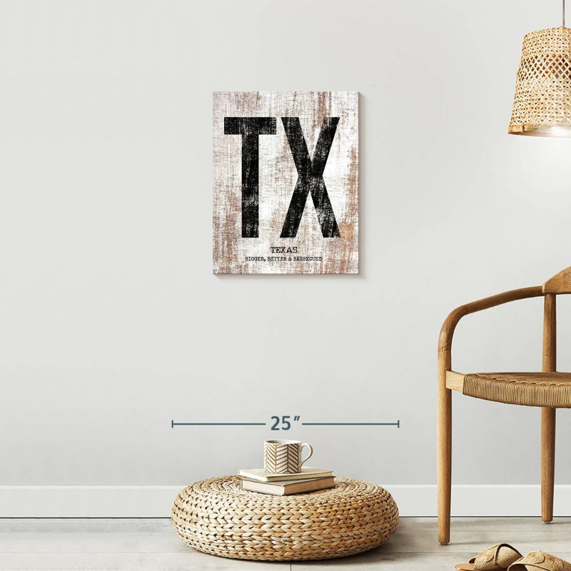 Texas Bigger Better and Barbecued sur toile, H 20 po x l 16 po x P 1,25 po