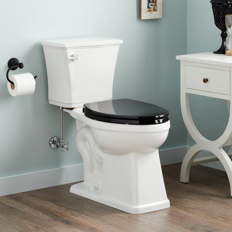 Toilette allongée deux pièces Benbrook 1,28 GPF, Noir / chrome