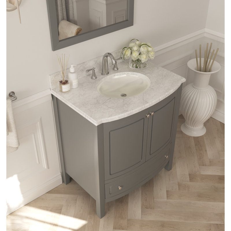 Ensemble de meuble-lavabo simple 32 po Augustin, Gris érable, Blanc; gris