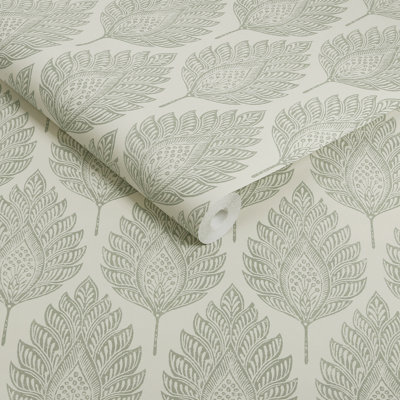 Graham & Brown Flame Leaf Teal Wallpaper