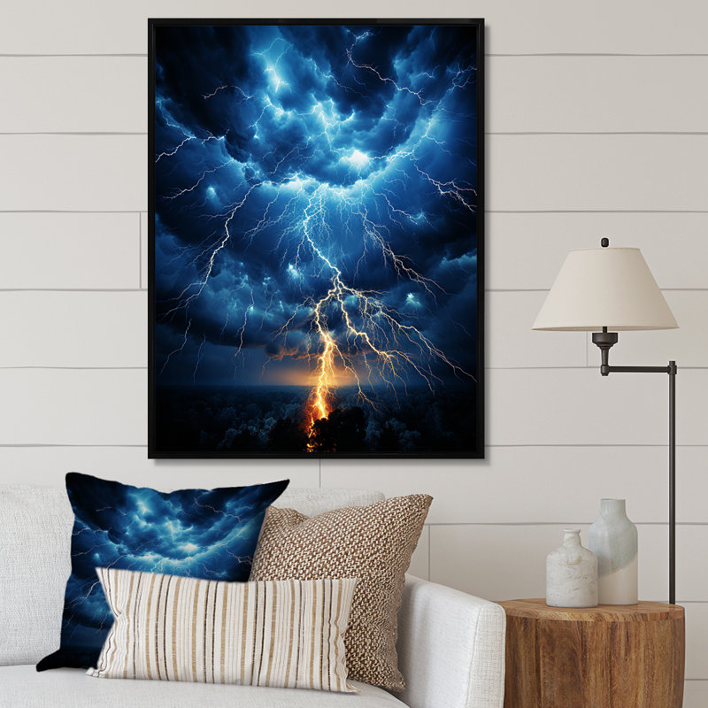 Radnitz Lightning Electric Dance I sur toile, Cadre flottant noir, H 20 po x l 12 po x P 1 po