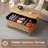 Fluted Lift Top Coffee Table, Modern Oval, Hidden Compartment, Oak, Living Room-1429214516