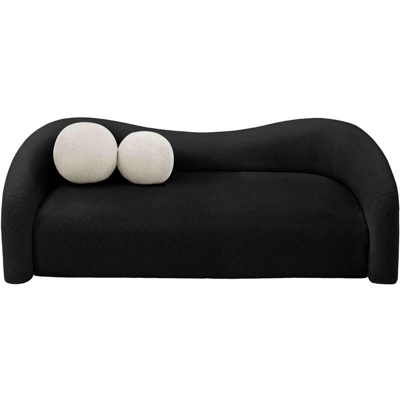 Canapé rembourré 86 po Kali, Tissu noir en fausse peau de mouton