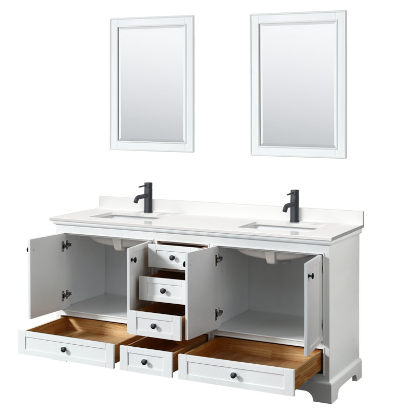 Ensemble de meuble-lavabo double Deborah, WDX13757, Chrome poli, Blanc