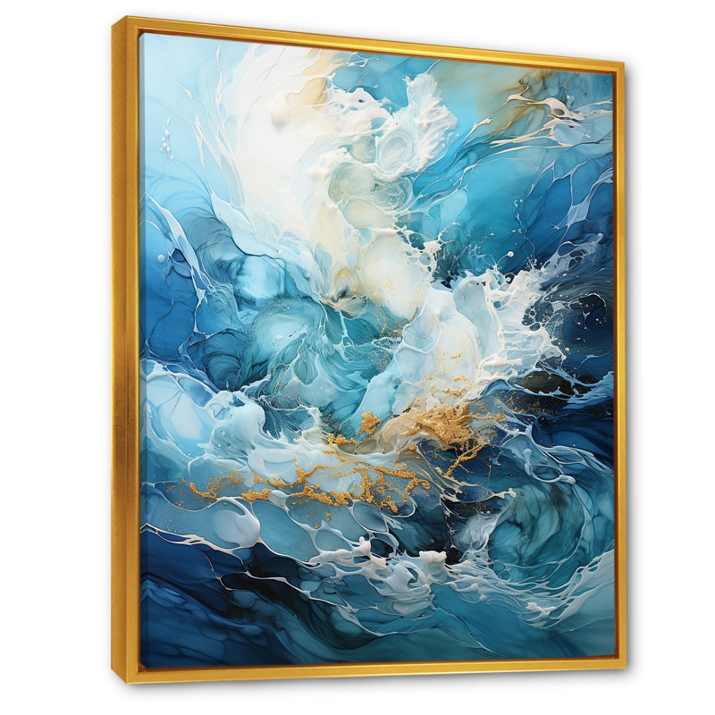«Modern modern», art moderne abstrait, Cadre flottant doré, H 40 po x l 30 po x P 1,5 po