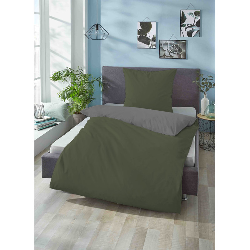 Duvet Cover Set, 155 x 220 cm - 1 Pillowcase (80 x 80 cm), Green
