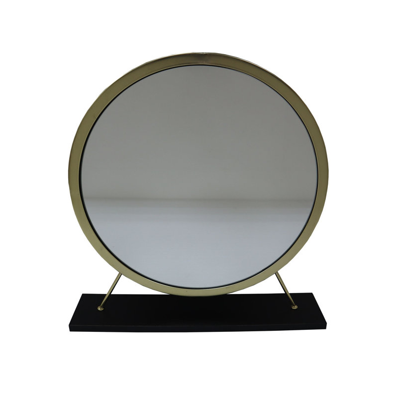 Radikha Round Mirror, Black/Brass