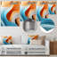 «Blue and Orange Fractal Curves In Motion II», reproduction d'art mural en métal fractal-1058726853