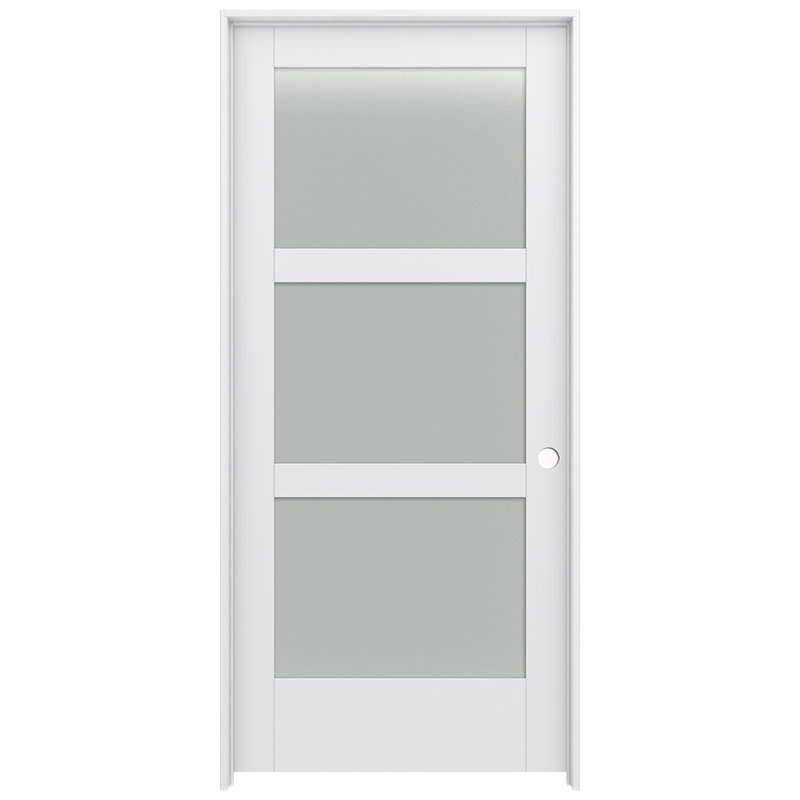 Porte intérieure pré-montée en verre givré MODA 3-Lite, 36 po x 80 po, À droite
