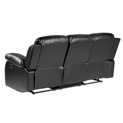Ensemble de canapé en similicuir noir 3 pièces canapé inclinable avec accoudoirs et coussins de salon en bois massif