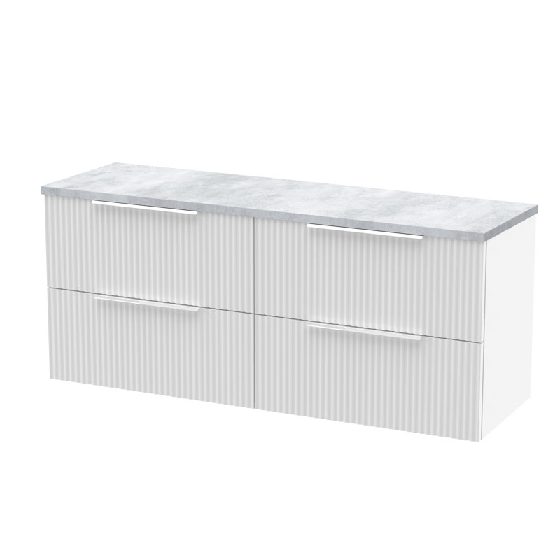 Fluted 121.5cm Double Bathroom Vanity Base Only, Satin White