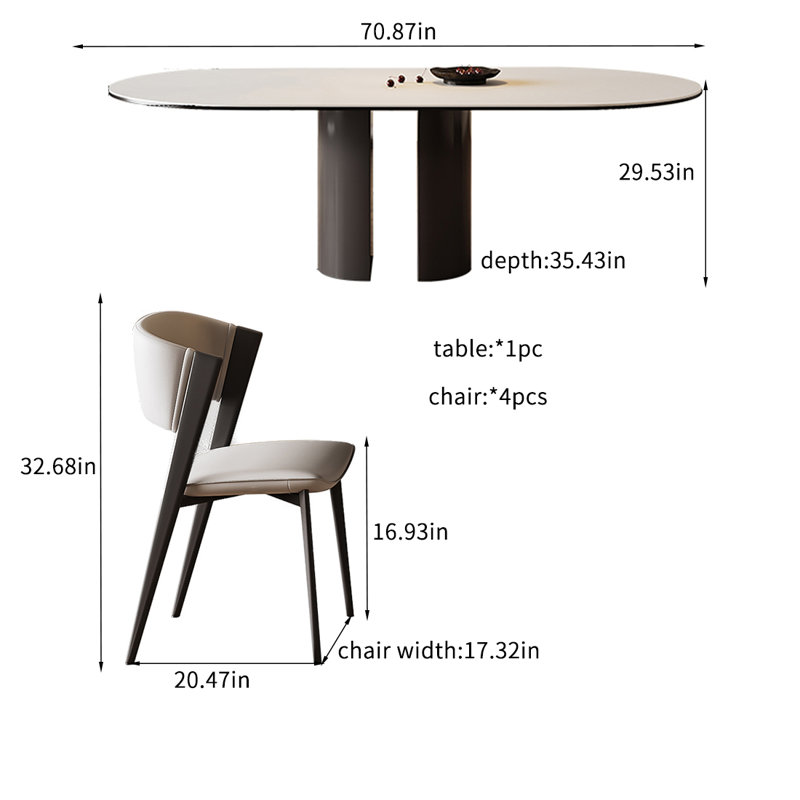 Ensembles de table de salle à manger de haute qualité., H 29,53 po x L 70,87 po x l 35,43 po