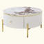Modern Round Coffee Table With 2 Large Drawers Storage Accent Table