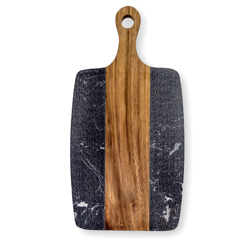 Searby Wood and Marble Cutting Board, Black