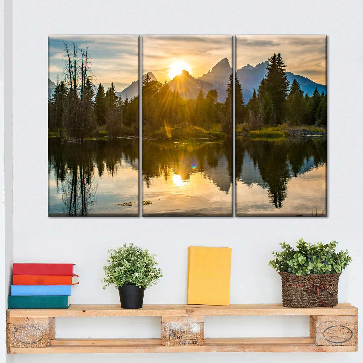 Millwood Pines Lake Grand Teton Dramatic Sunset On Canvas 3 Pieces Set ...