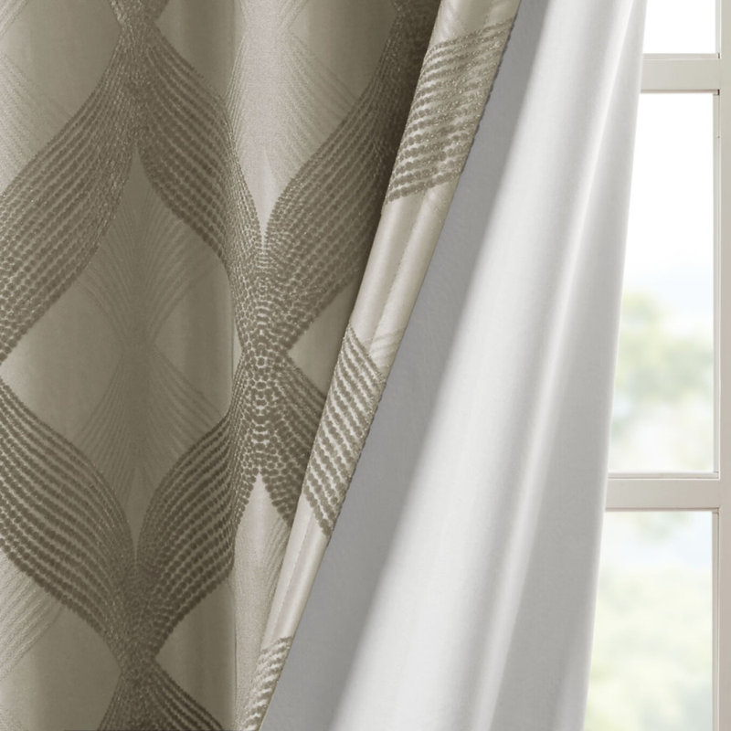 Panneau de rideau occultant en tricot jacquard Ogee (seulement 1 panneau PC), Taupe