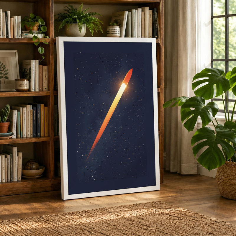 Rocket Through Stars Modern - Wrapped Canvas, 24x16 - 61.0 x 40.6 cm, Terracotta Border