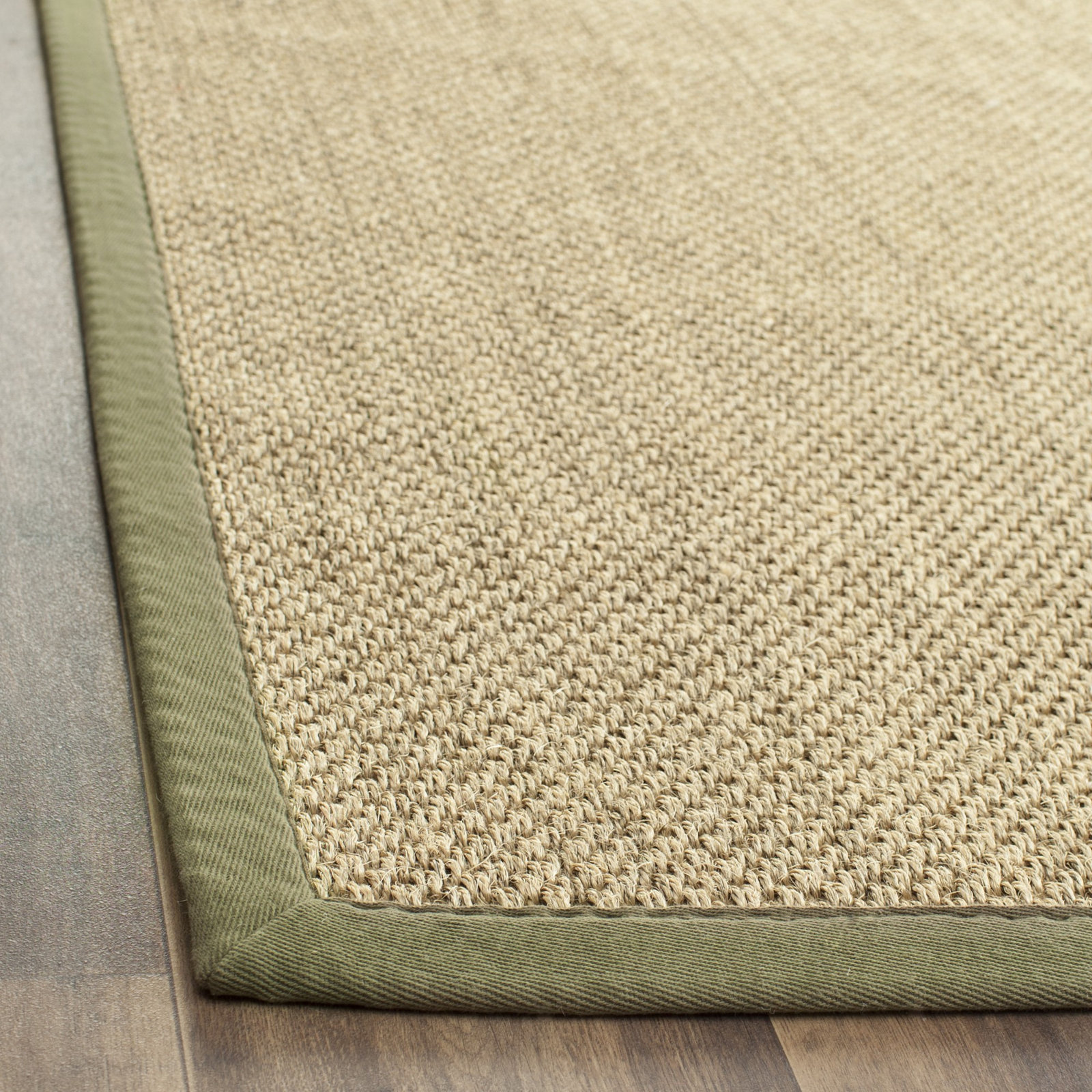Beige Green Floral Jute Rug, Runner 2'6" x 14'