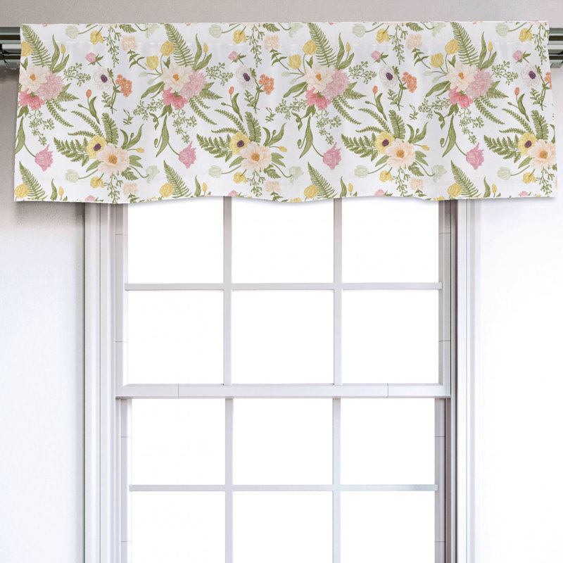 Vintage Multicolor Floral Satin Rod Pocket Window Valance