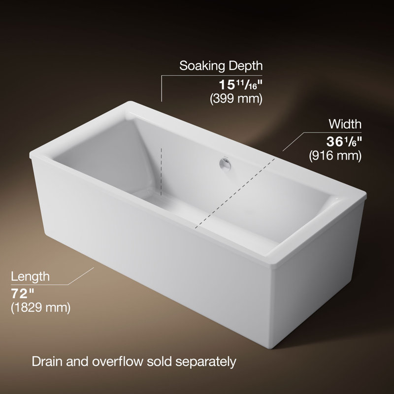Stargaze 72" x 36" Freestanding Soaking Bathtub, White