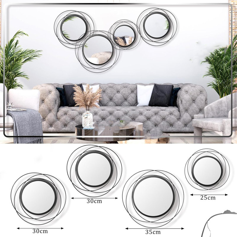 Miroir circulaire moderne, Noir