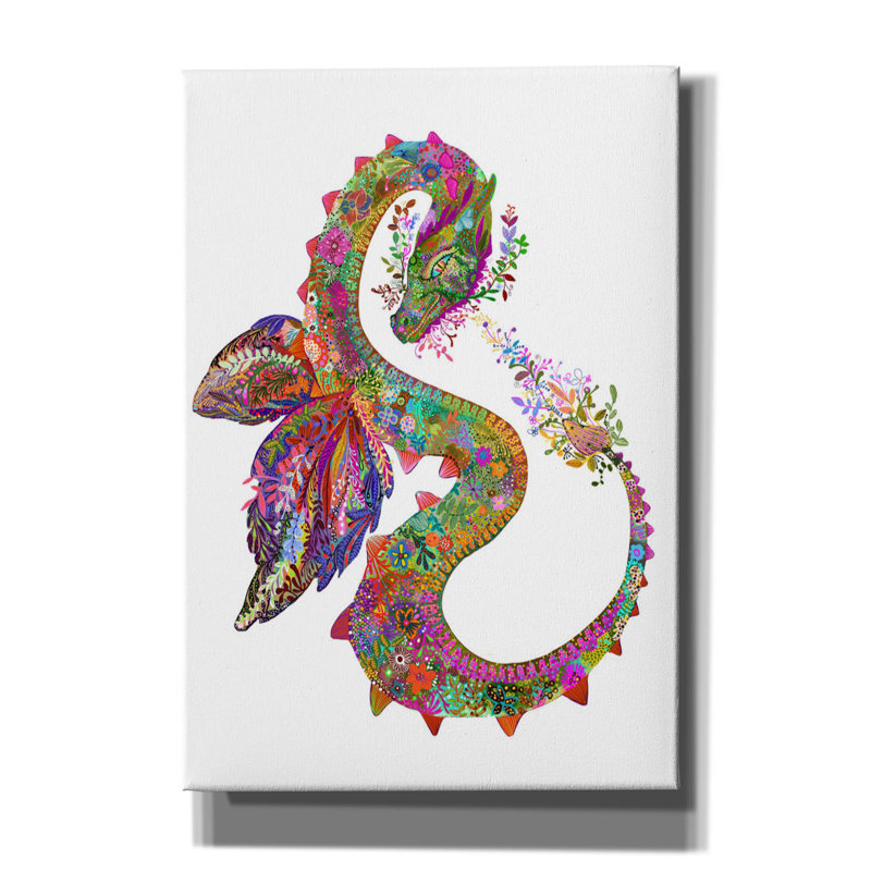 «Dragon2» par Noemi Ibarz, art mural sur toile, H 26 po x l 18 po x P 0,75 po