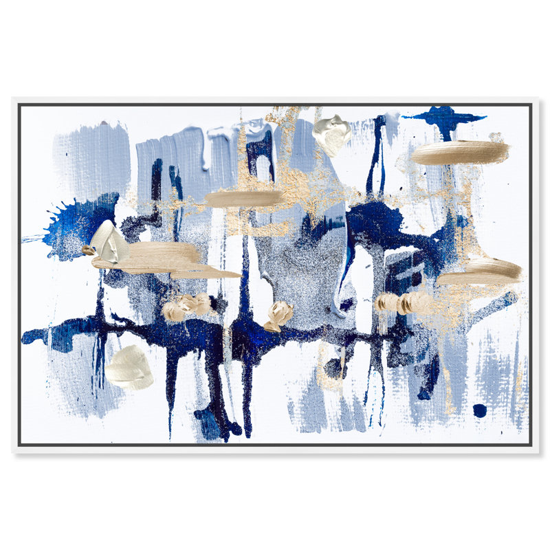 Abstrait acoustique - reproduction d'art, Cadre blanc, H 30 po x l 45 po x P 1,5 po