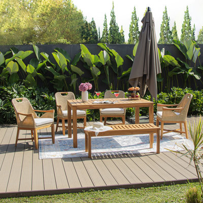 Sydney 6-Person Teak Patio Dining Sets with Cushion