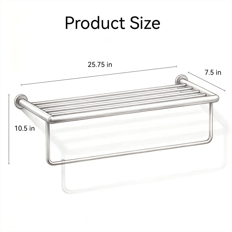 25.75 " Brass Wall Mounted Towel Rack, MatteBlack