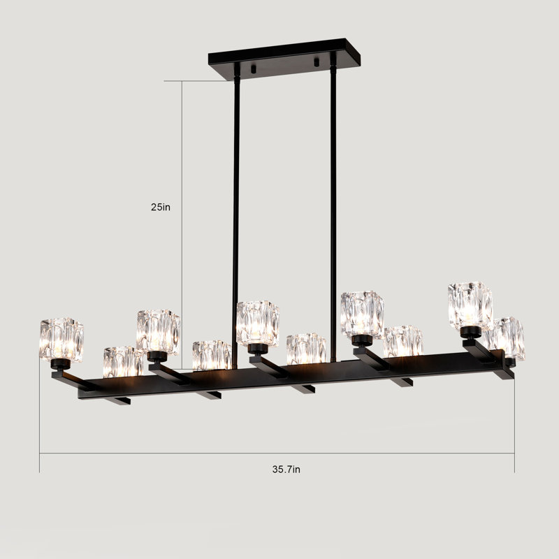 Noir pour îlot de cuisine - 10 - Luminaire suspendu en cristal moderne à hauteur ajustable G9 10 x G9 * Max 40W de style rétro, installation simple et mat, finition