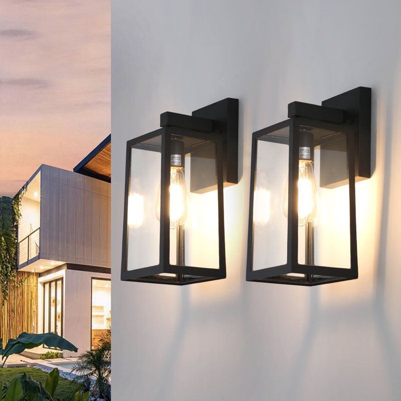 Applique murale d'extérieur 1 lumière avec cadre rectangulaire en aluminium imperméable 13,46 po Bostock, homologué UL