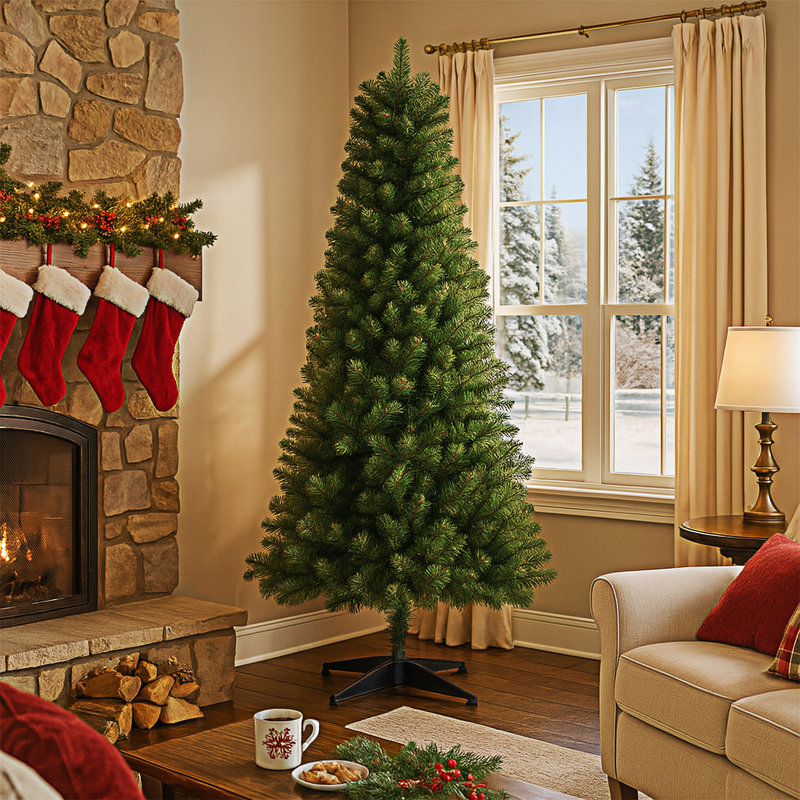 Unlit Artificial Christmas Tree With Plastic Stand