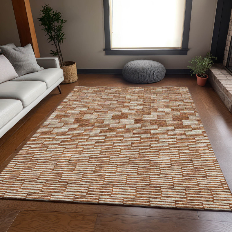 Premium Machine Washable Prisco Paprika Rug, Rectangle 8' x 10'