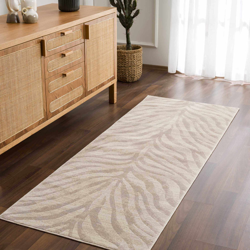 Tapis oriental gris clair / beige Edsel, Tapis de couloir 2 pi 7 po x 7 pi 3 po