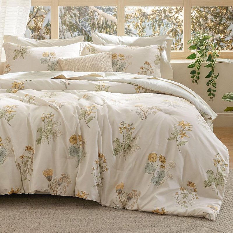 Bedsure 00% Cotton Sheet Bedding Comforter Sets, King Comforter + 2 Pillow Shams + 2 Pillowcases, Linen