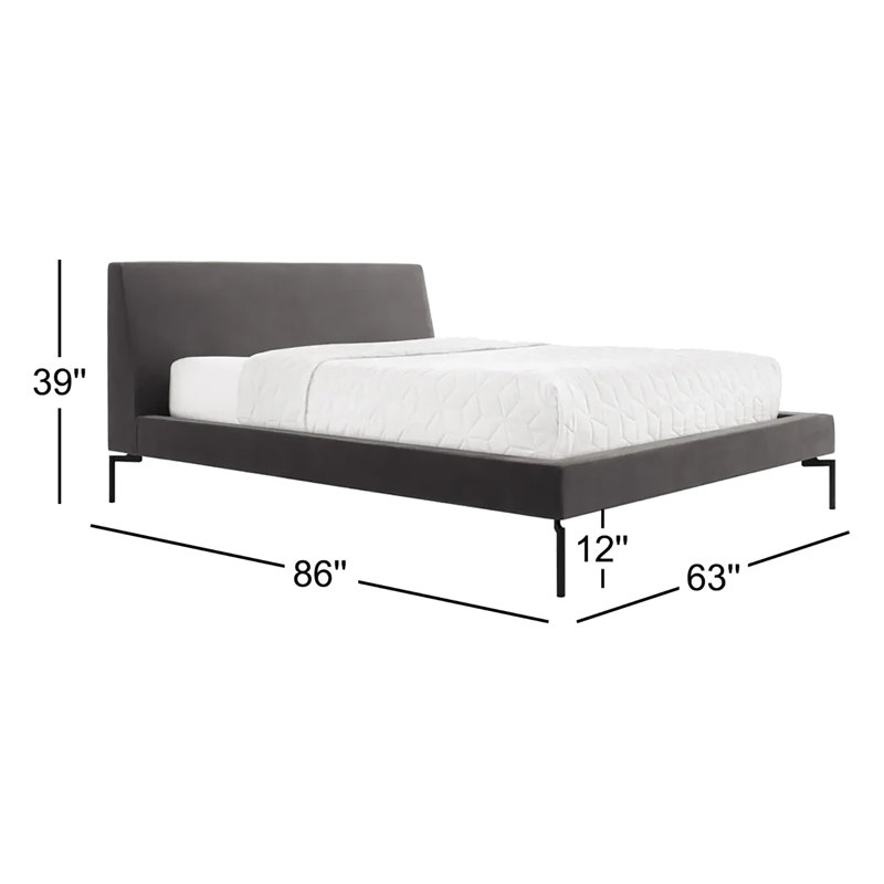 New Standard Upholstered Bed, Full, Storm Velvet/Black