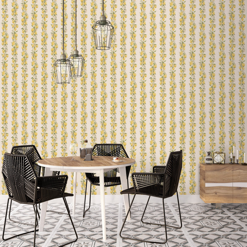 Iliff Lemon Stripe 10m X 53cm Wallpaper Roll, Yellow/Green/Beige