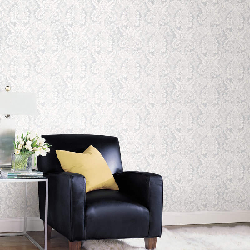 Garretson 10m x 52.8cm Satin Wallpaper Roll, Grey